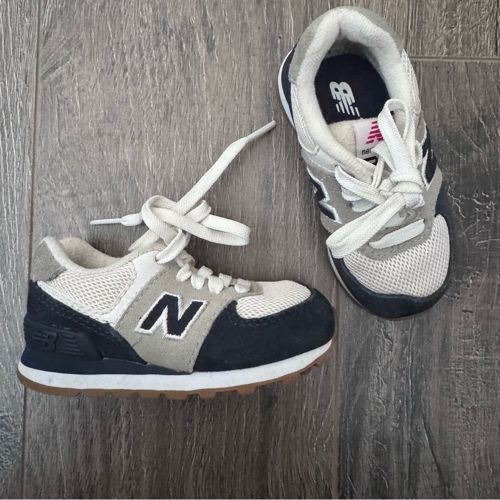 New Balance 574 toddler navy and White Sneakers